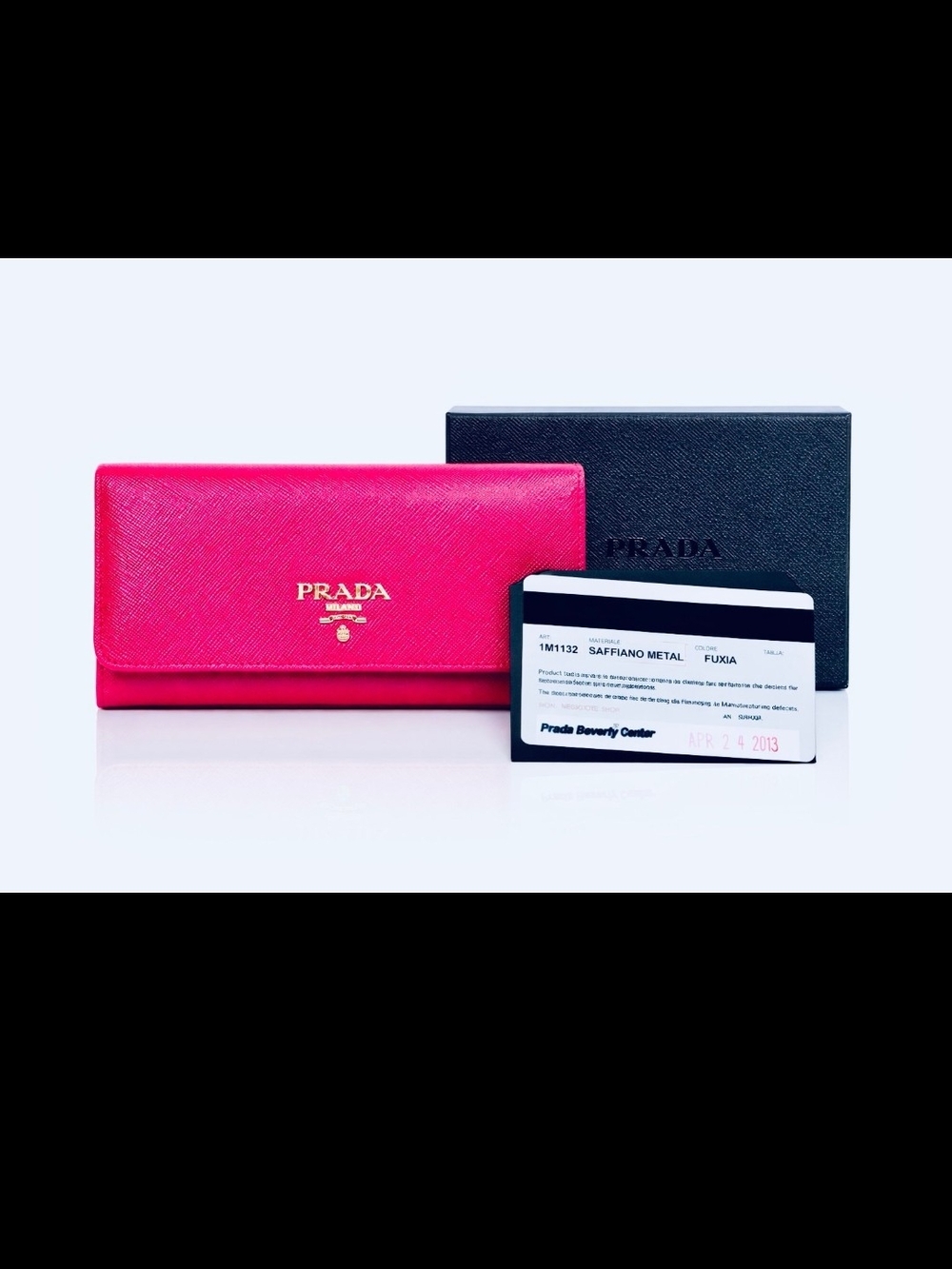 Prada Saffiano Metal Fuchsia Leather Continental Wallet